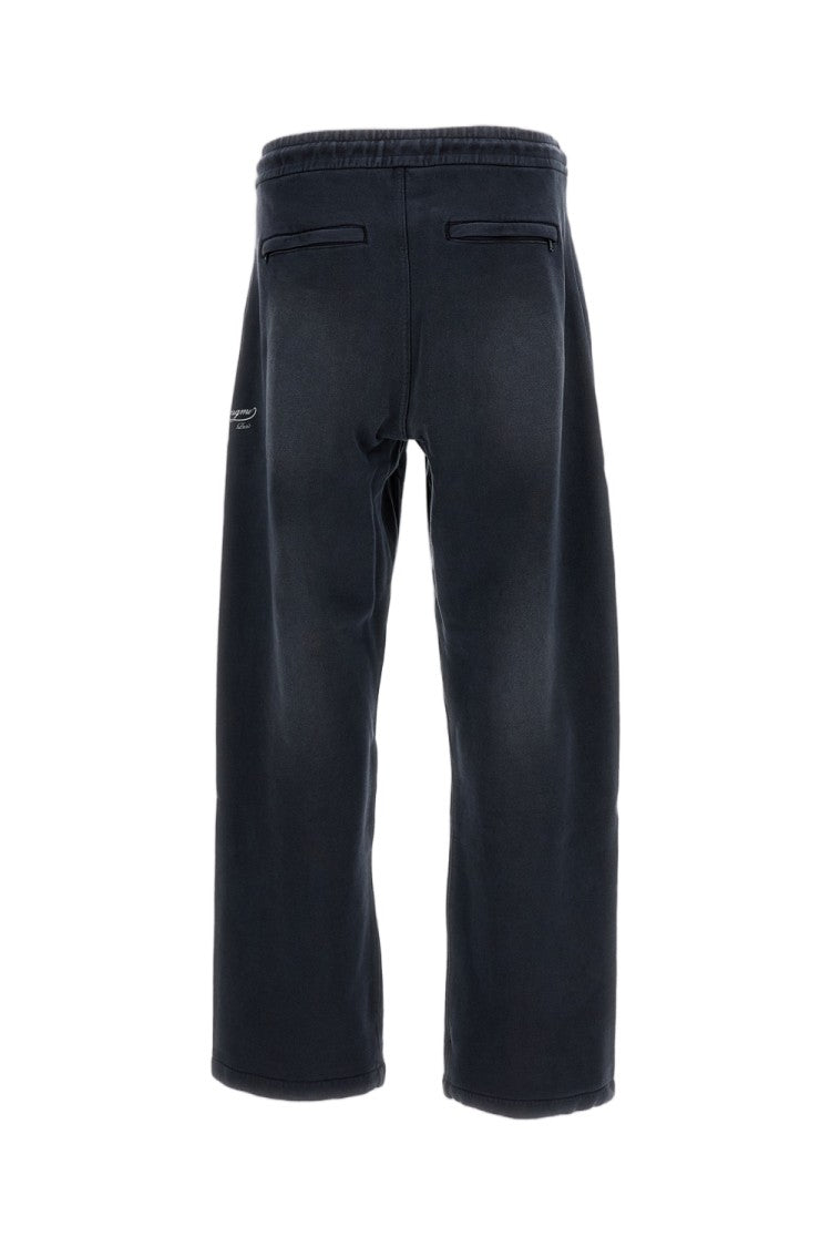 Wooyoungmi Wide-Leg Cotton Drawstring Trousers With Vintage Wash