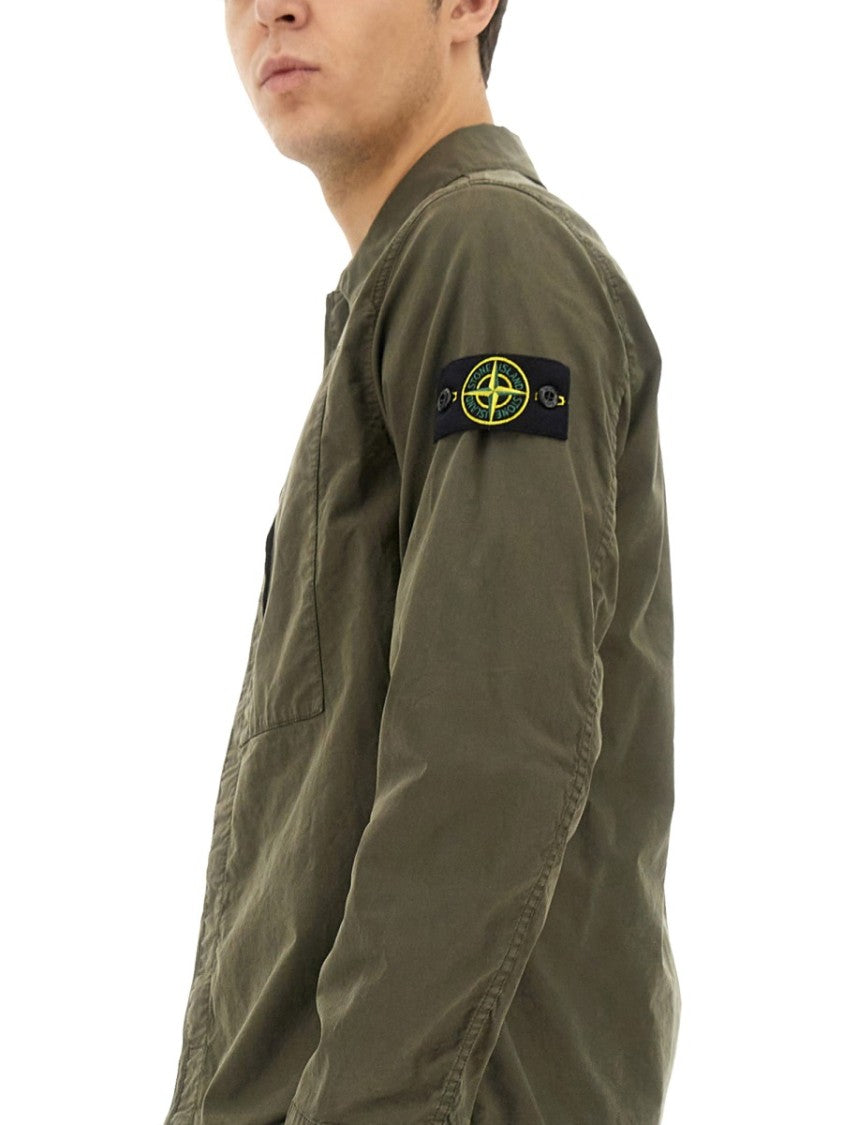 Stone Island Twill Shirt With Button-Up Front