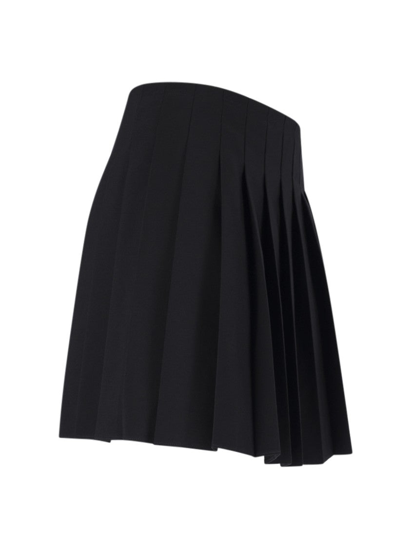 Mm6 By Maison Margiela Black Virgin Wool-Blend Pleated Mini Skirt