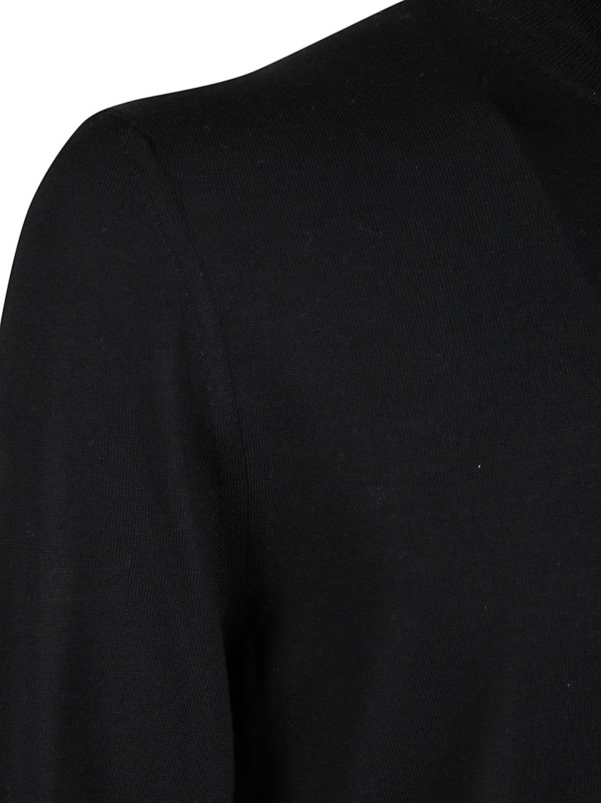 Drumohr Black Fitted Ribbed Turtleneck Sweater