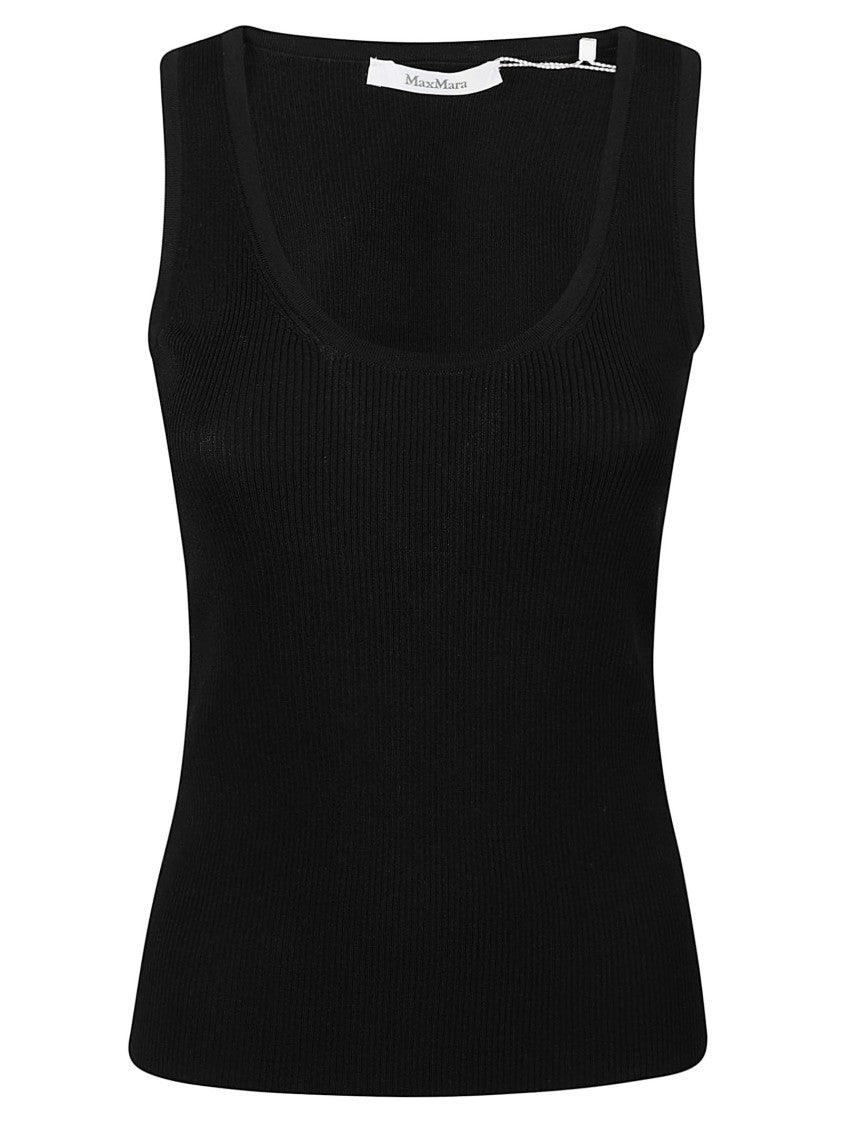 Max Mara Scoop Neck Fitted Ribbed Knit Top