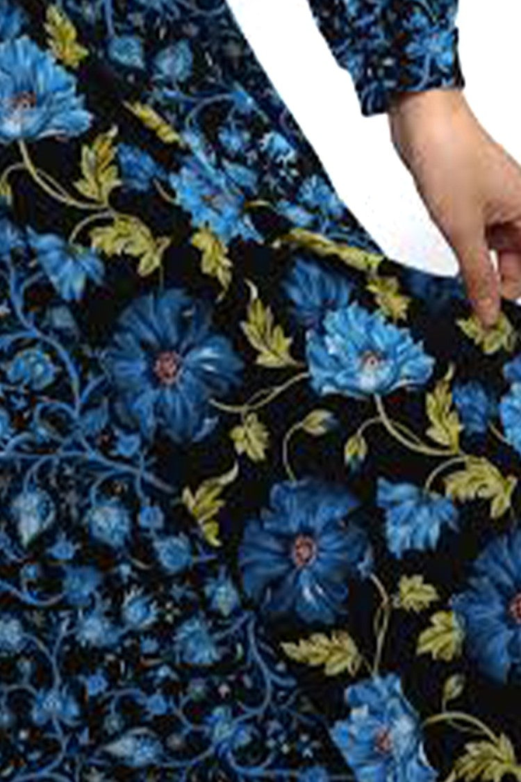 Diane Von Furstenberg Floral Print Wrap Dress With Long Sleeves