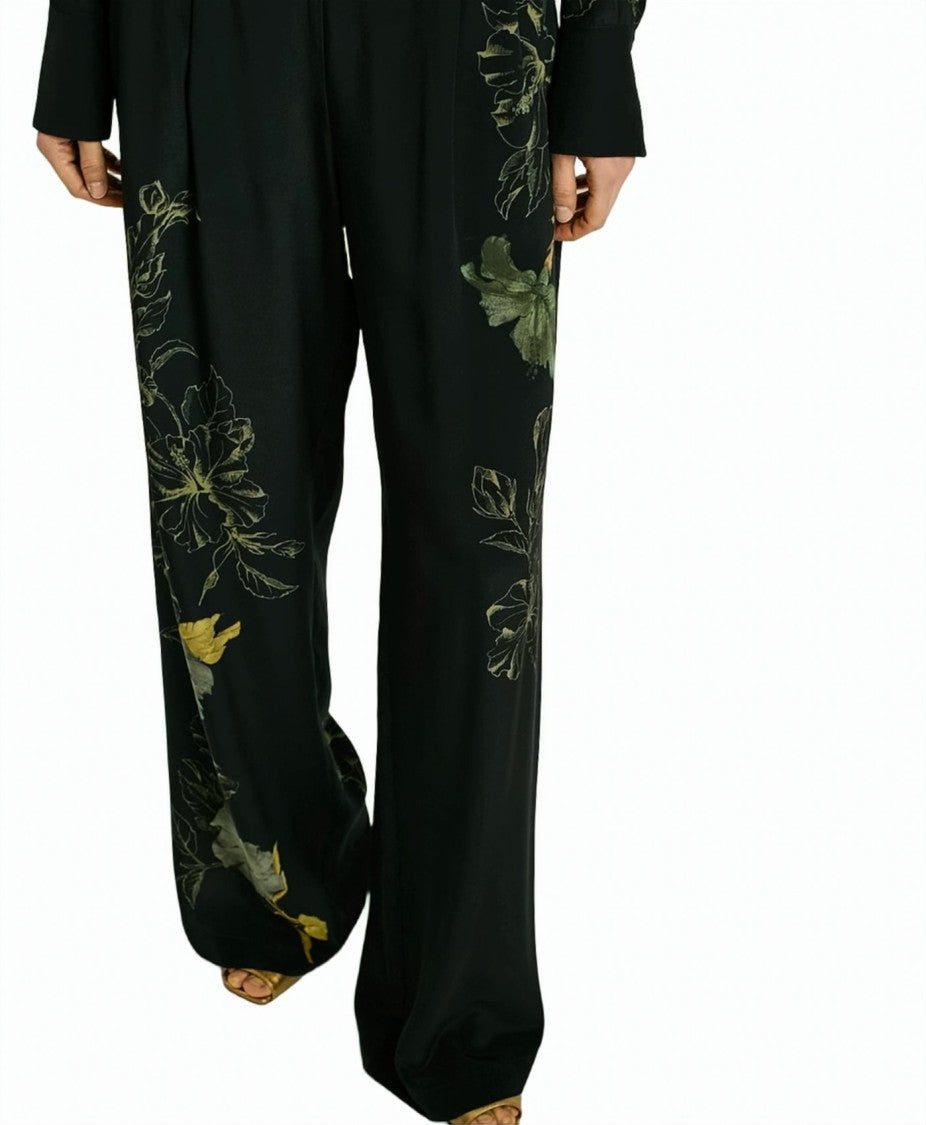 Momonì Baniwa Crêpe De Chine Botanical Print Wide-Leg Pants