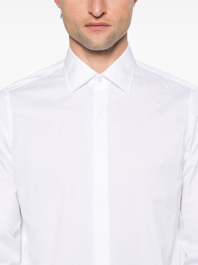 Tagliatore Refined White Cotton Shirt With Pointed Collar