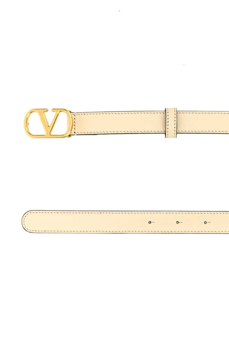 Valentino Garavani Ivory Leather Vlogo Belt