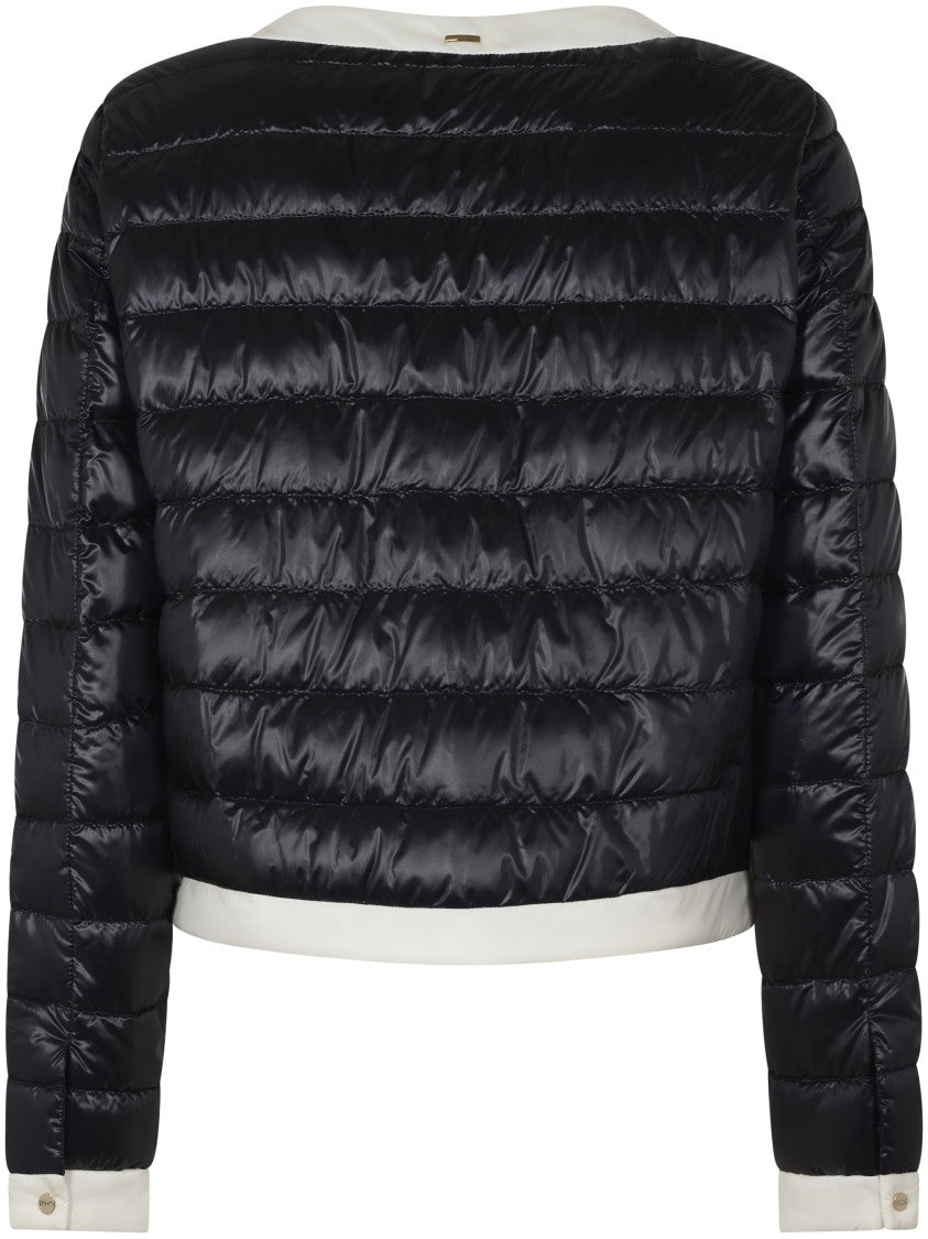 Herno Cropped Quilted Jacket With Contrasting Trim