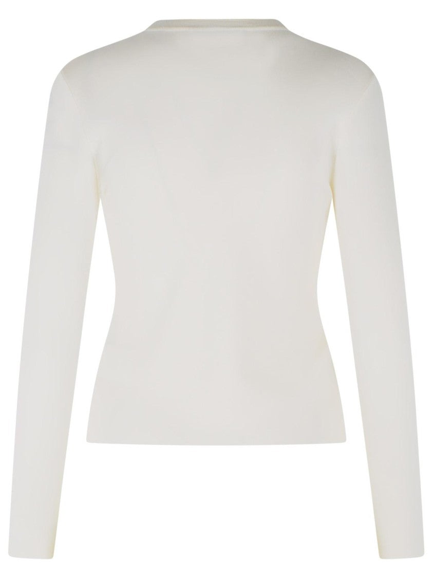 Max Mara White Manto Embossed Logo Wool Sweater