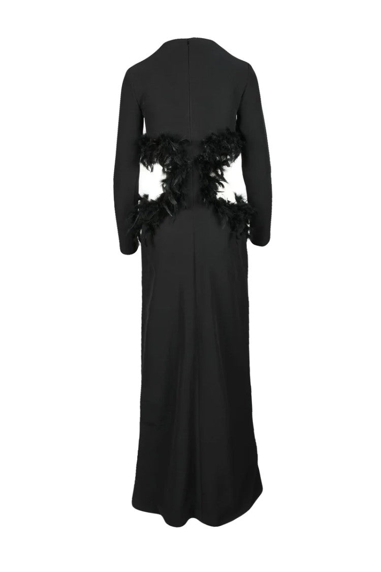 Valeria Mazza Black Feather Polyester Evening Dress
