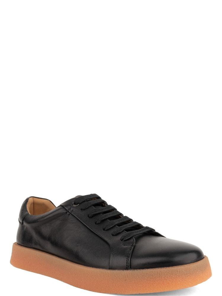 Sergio Moretti Black Leisure Minimalist Leather Sneakers
