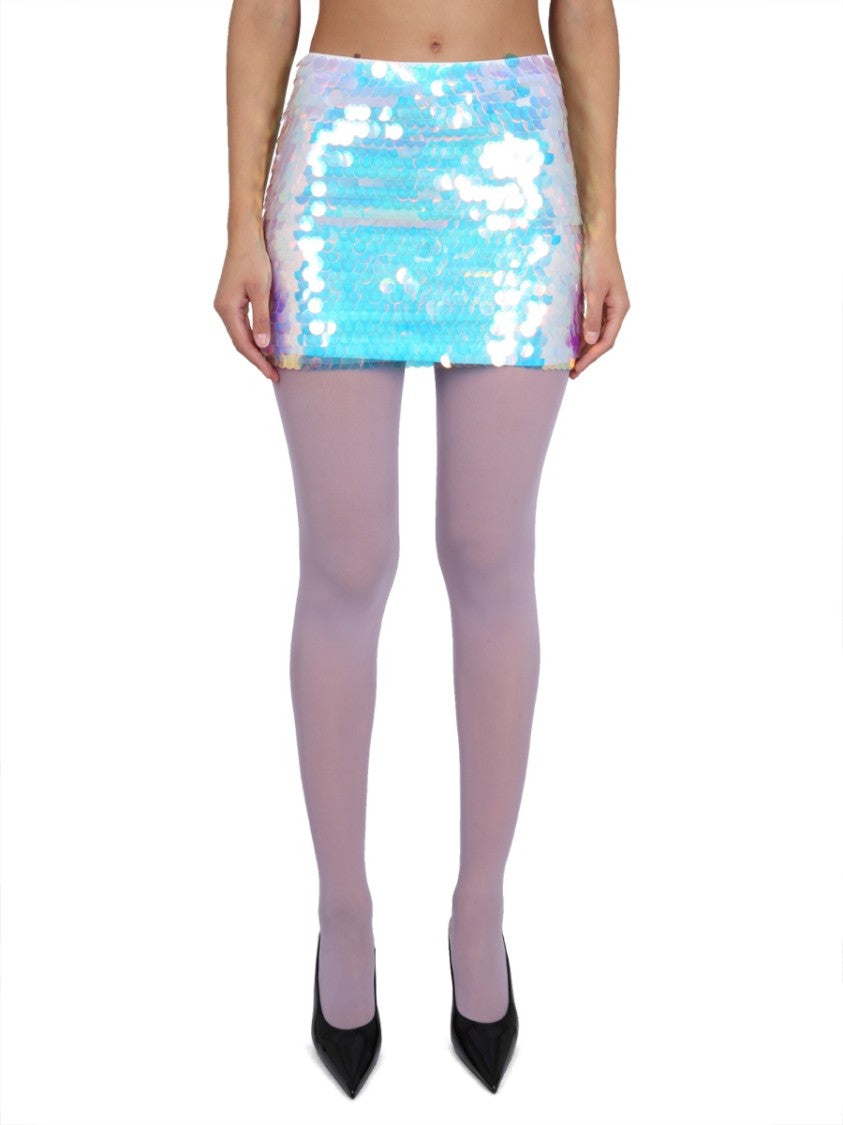Nina Ricci Shimmering Sequin Mini Skirt With Side Zipper Closure