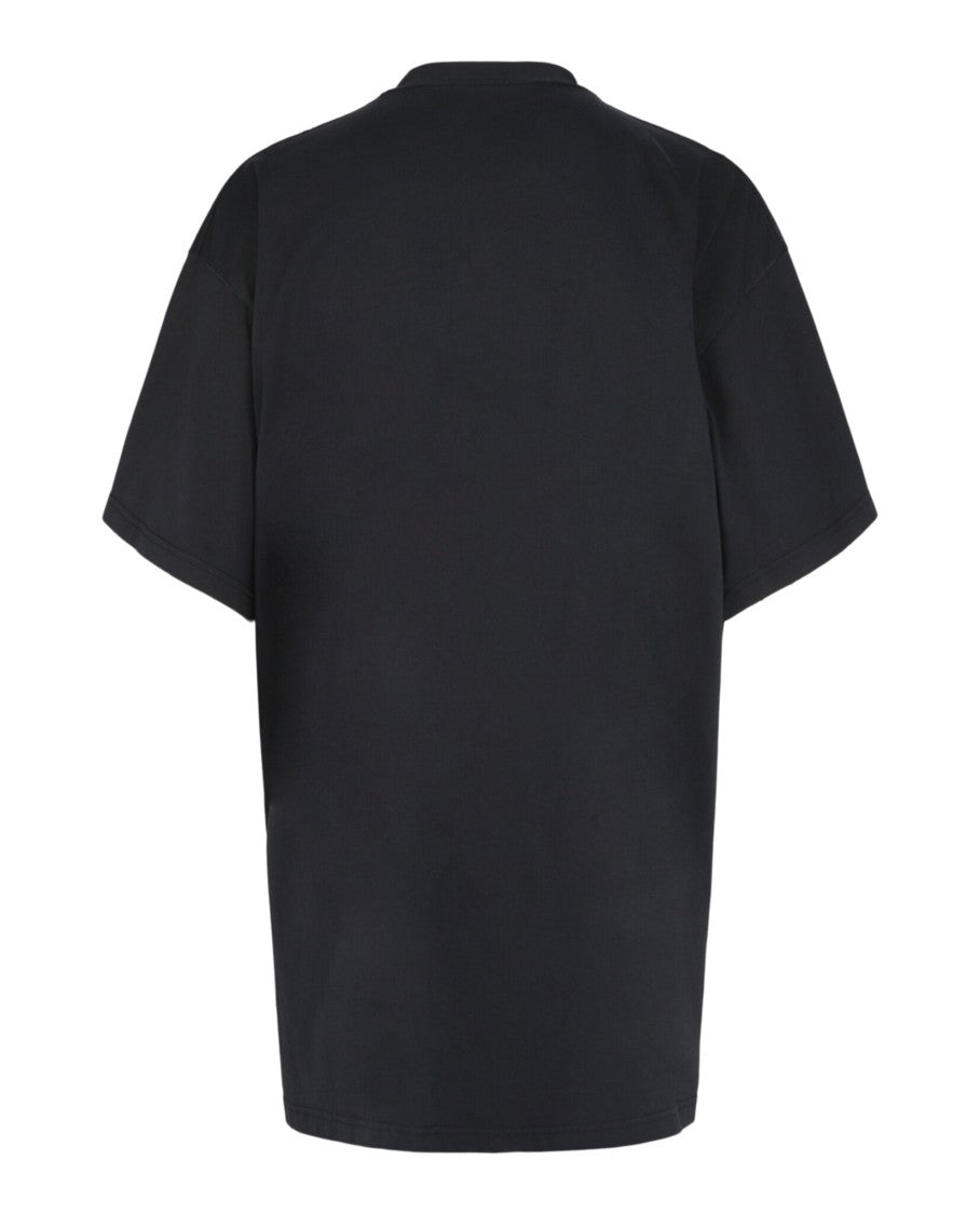 Balenciaga Distressed Black Oversized T-Shirt With Bold Graphic