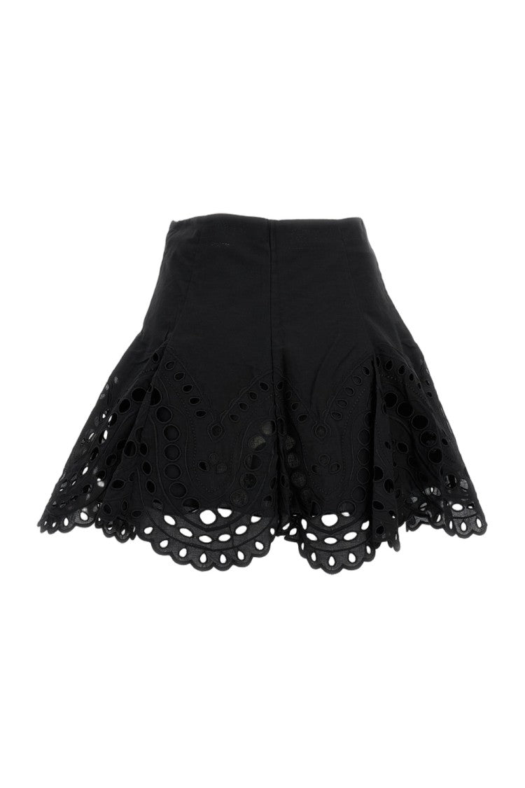 Charo Ruiz Ibiza Black Ruffle Eyelet Skirt