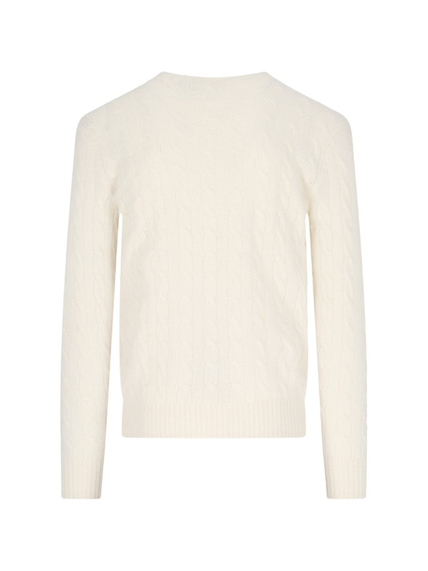 Polo Ralph Lauren Classic Cable-Knit Sweater With Ribbed Hem And Embroidered Logo