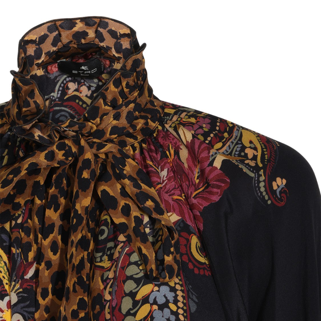 Etro High Neck Blouse With Bow Tie And Ruffled Cuffs