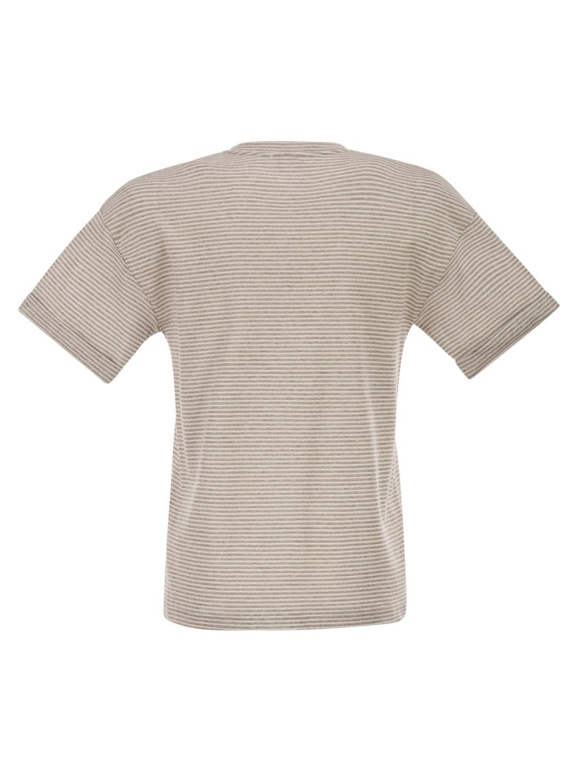 Peserico Striped Linen-Cotton Blend T-Shirt
