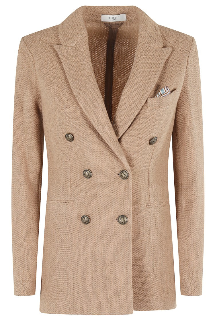 Circolo 1901 Double-Breasted Wool Knit Blazer