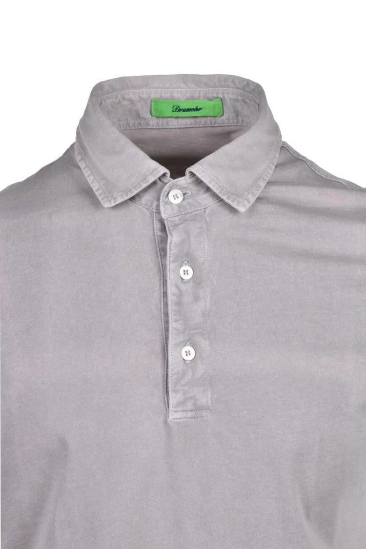 Drumohr Light Grey Cotton Polo Shirt