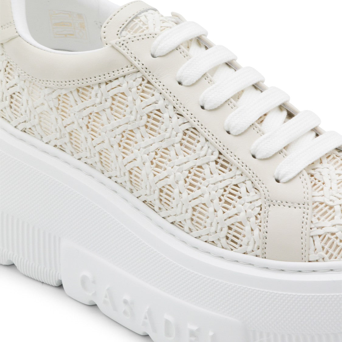 Casadei Beige Leather Mesh Details Sneakers
