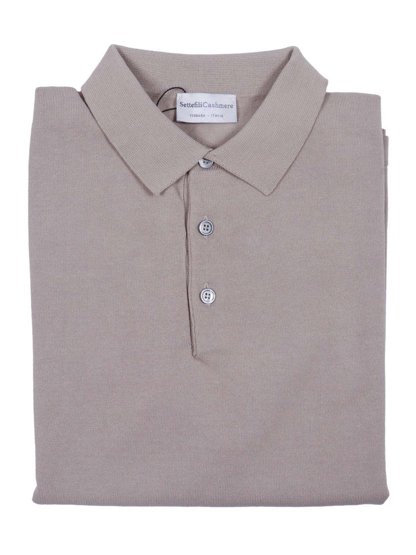 Sette Fili Cashmere Short Sleeve Tubular Hem Polo Shirt
