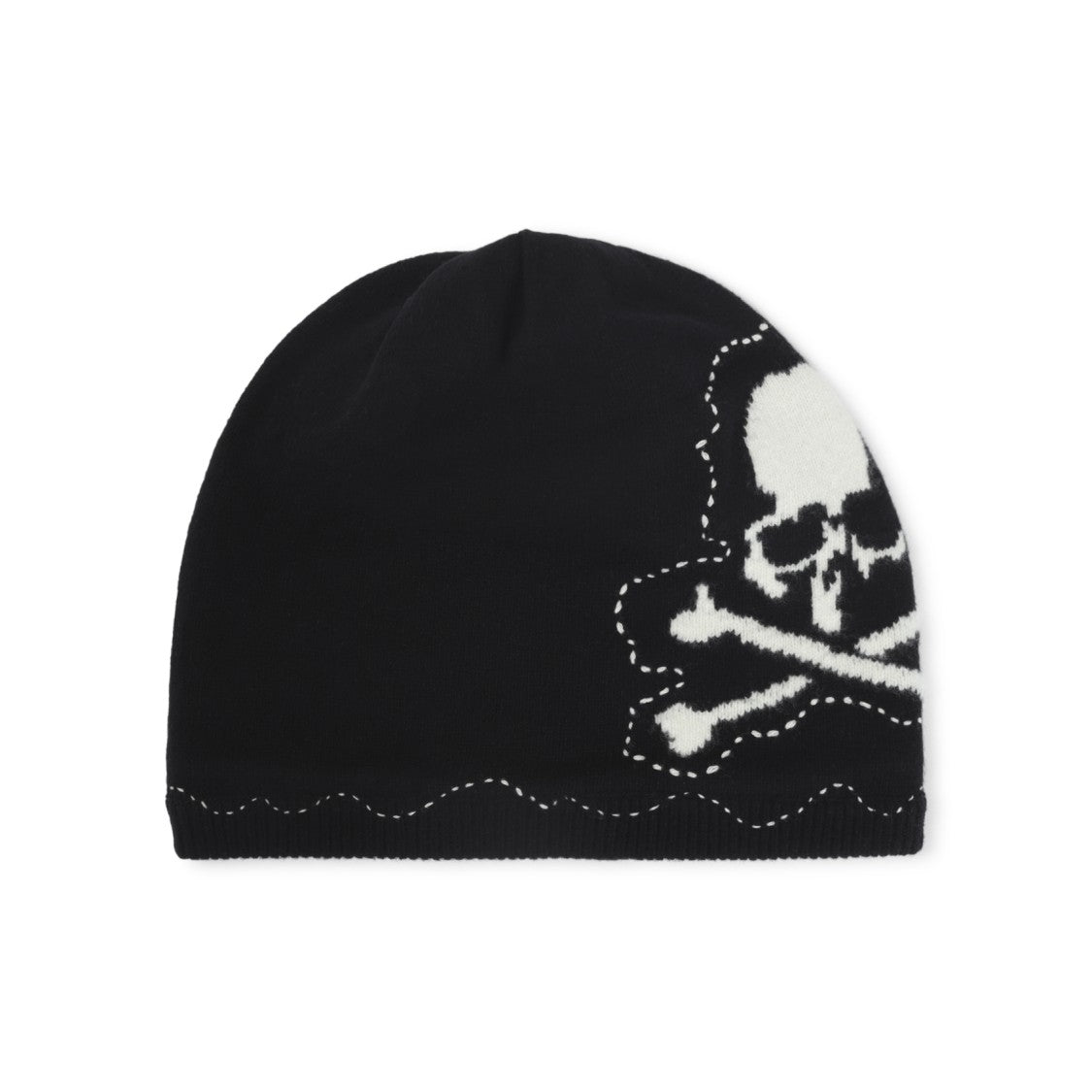Mastermind Ribbed Black Wool Beanie With Iconic Skull Pattern