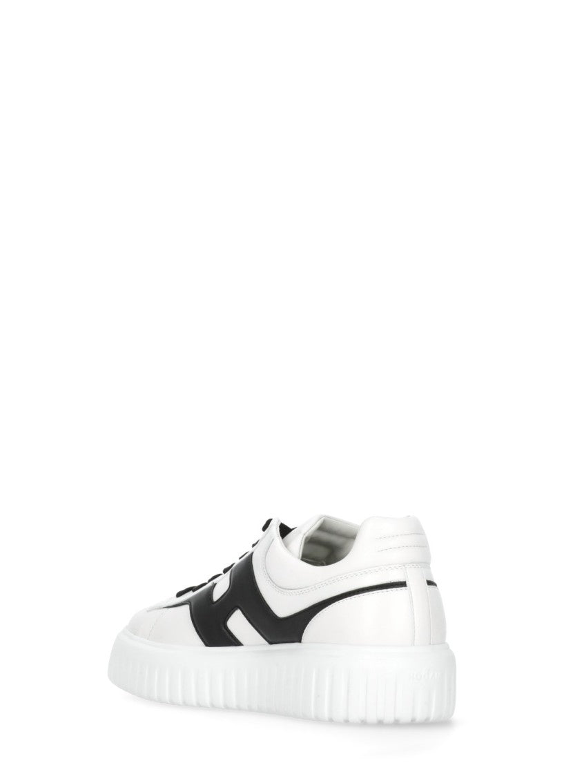 Hogan White Low-Top H-Stripes Leather Sneakers