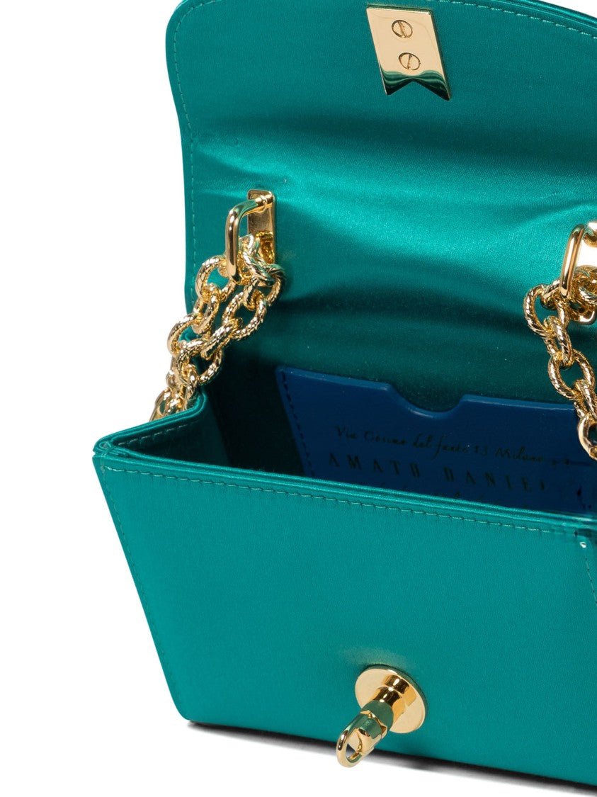 Amato Daniele Teal Satin Crossbody Bag