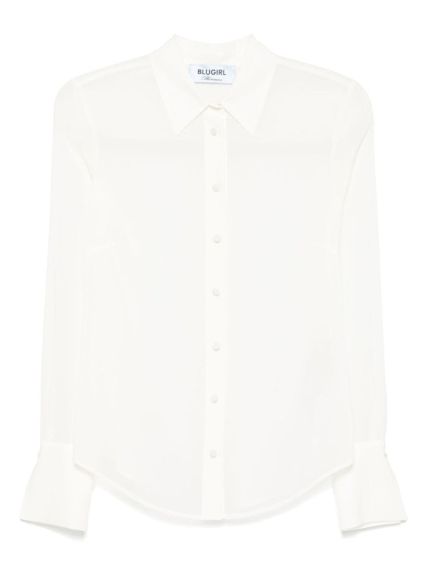 Blugirl White Silk Shirt With Classic Collar