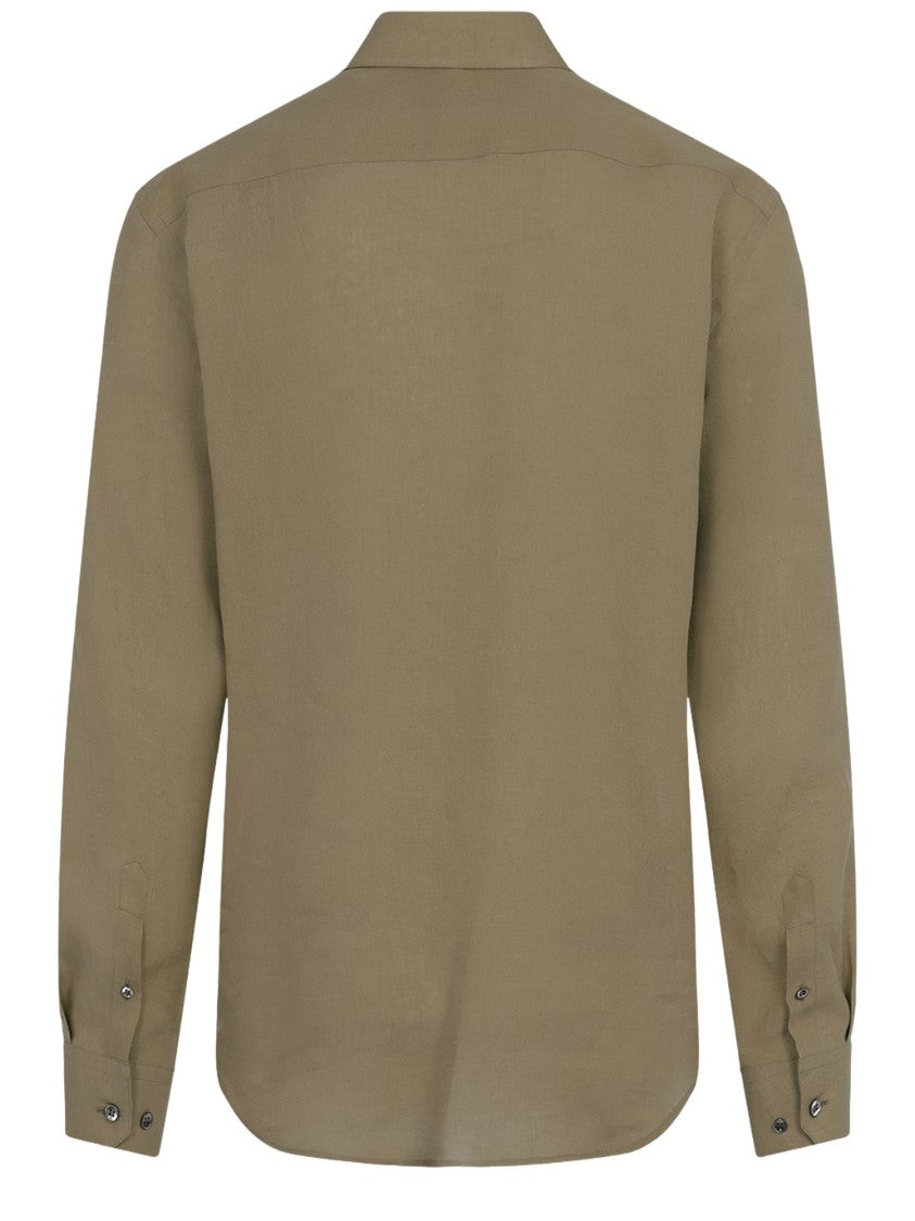 Giorgio Armani Dark Khaki Linen Shirt
