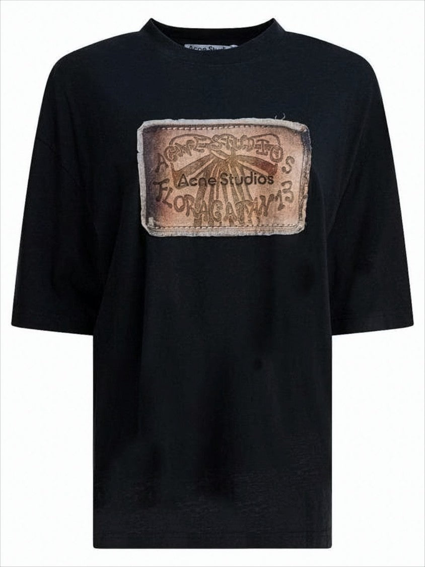 Acne Studios Vintage-Style Black T-Shirt With Distinctive Patch