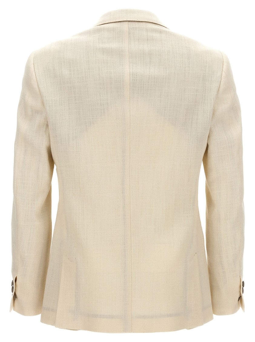 Maurizio Miri Silk Blend Double-Breasted Blazer With Button Closure