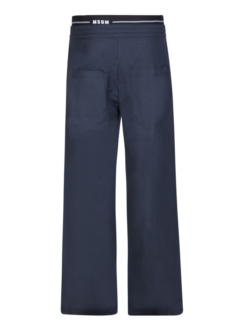 Msgm Blue Mid-Rise Fit Trousers