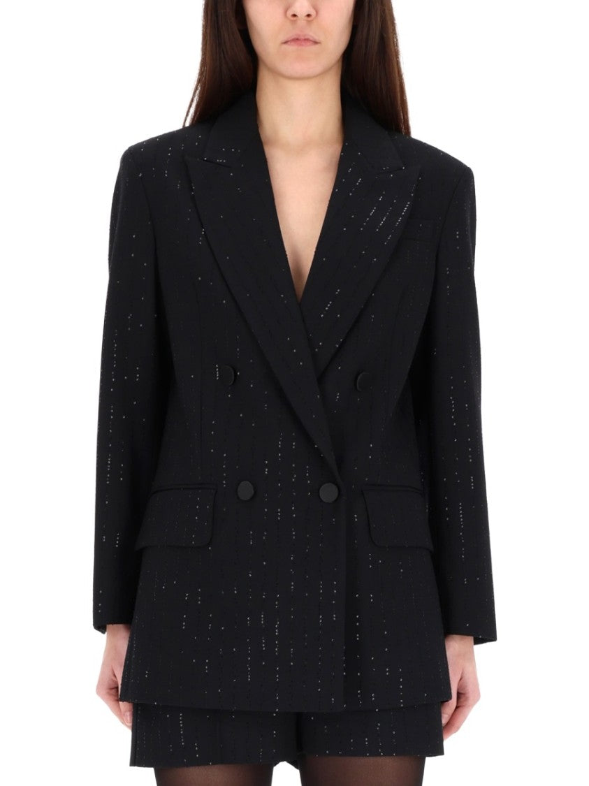 Max Mara Double-Breasted Jacket With Rhinestone Accents