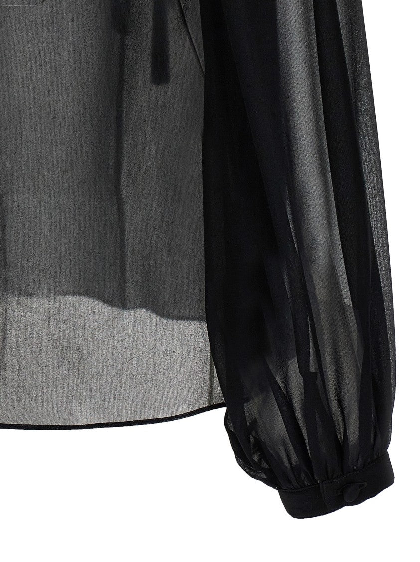 Tom Ford Flowy Silk Georgette Blouse With Adjustable Drawstring
