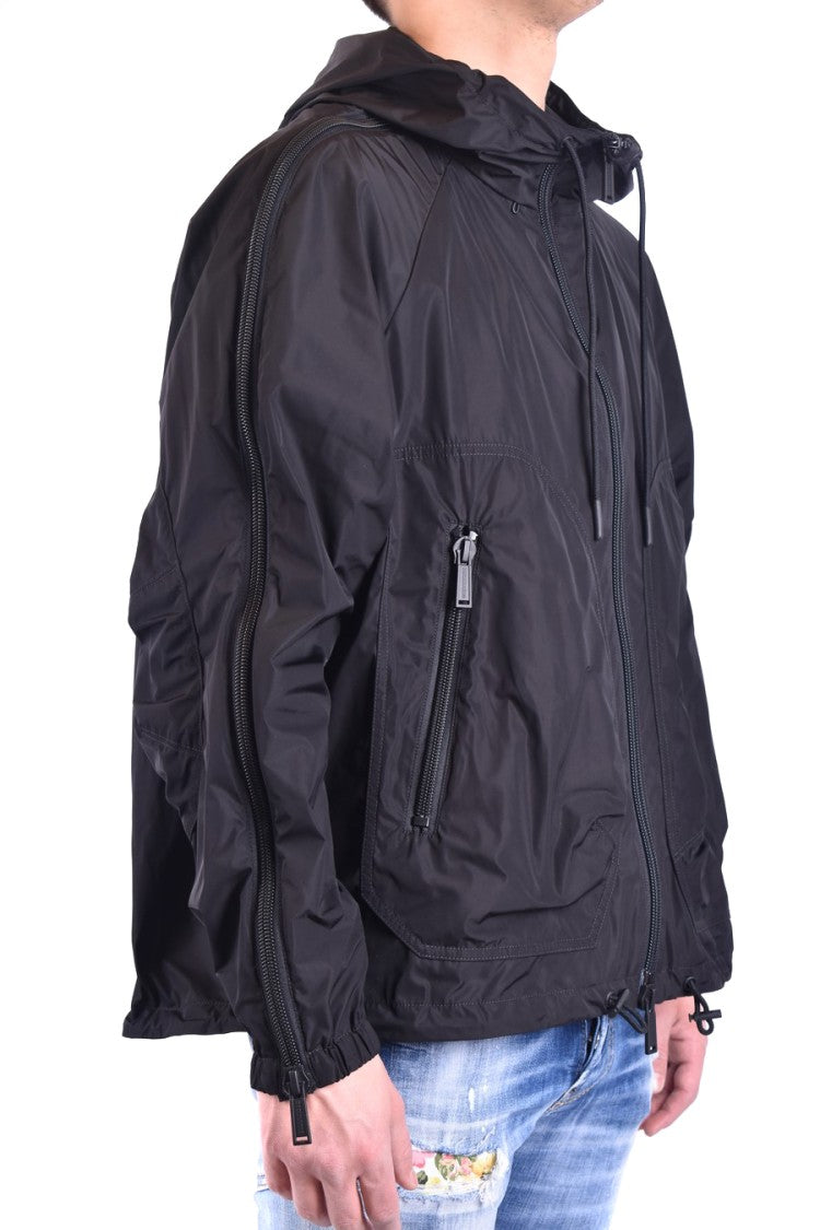 Dsquared2 Sleek Black Polyester Jacket With Branded Lining