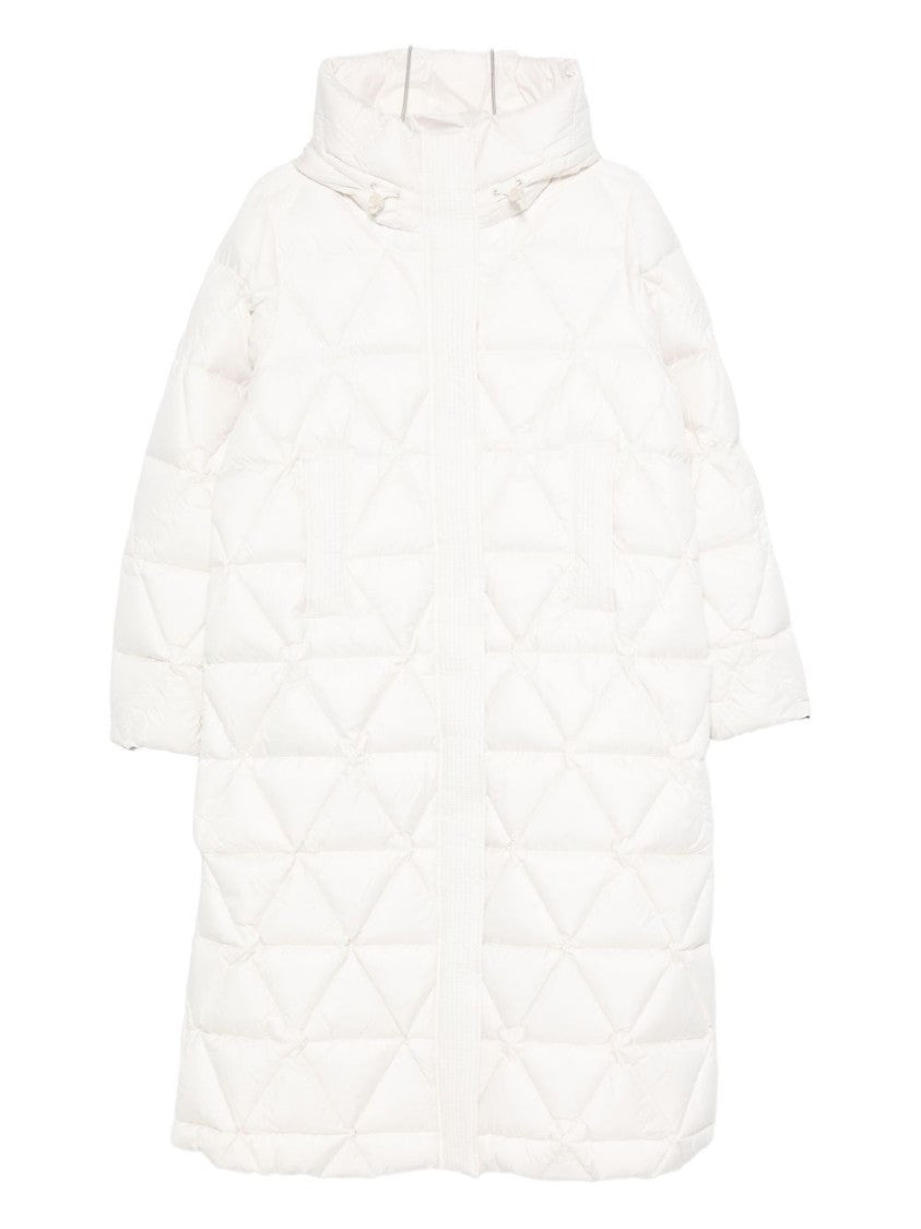 K-Way Quilted White Parka With Relaxed Fit