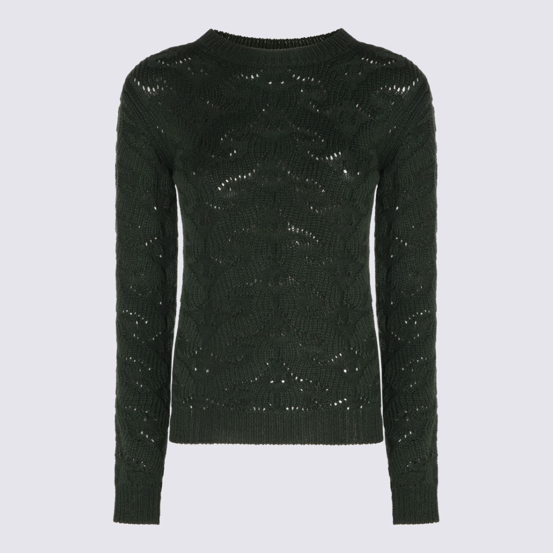 Etro Open-Knit Black Sweater With Floral Design And Ribbed Accents