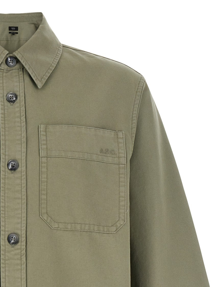 A.P.C. Oxford Cotton Shirt With Embroidered Logo