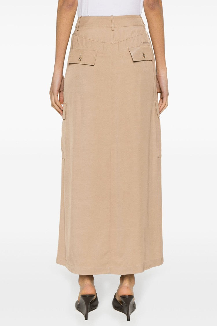 Ermanno Scervino Beige Midi Skirt Utilitarian Pockets Button