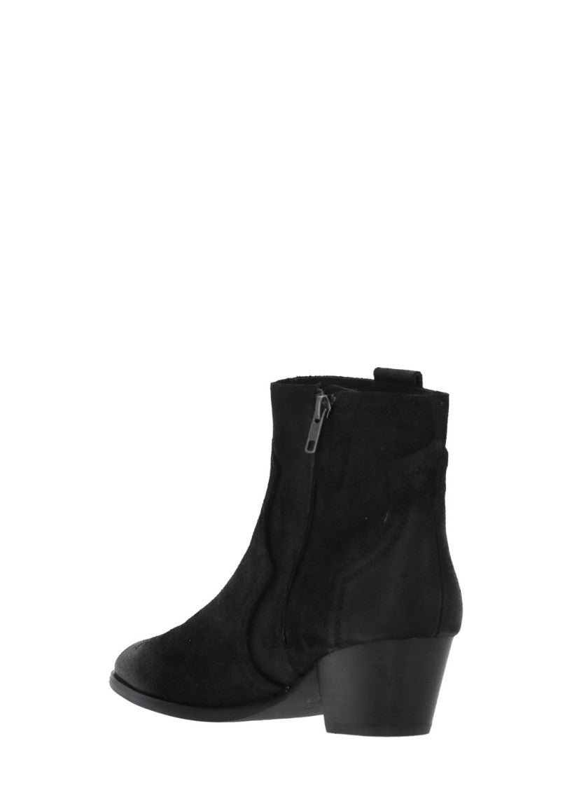 Ash Black Flare Arrow-Toe Suede Boots