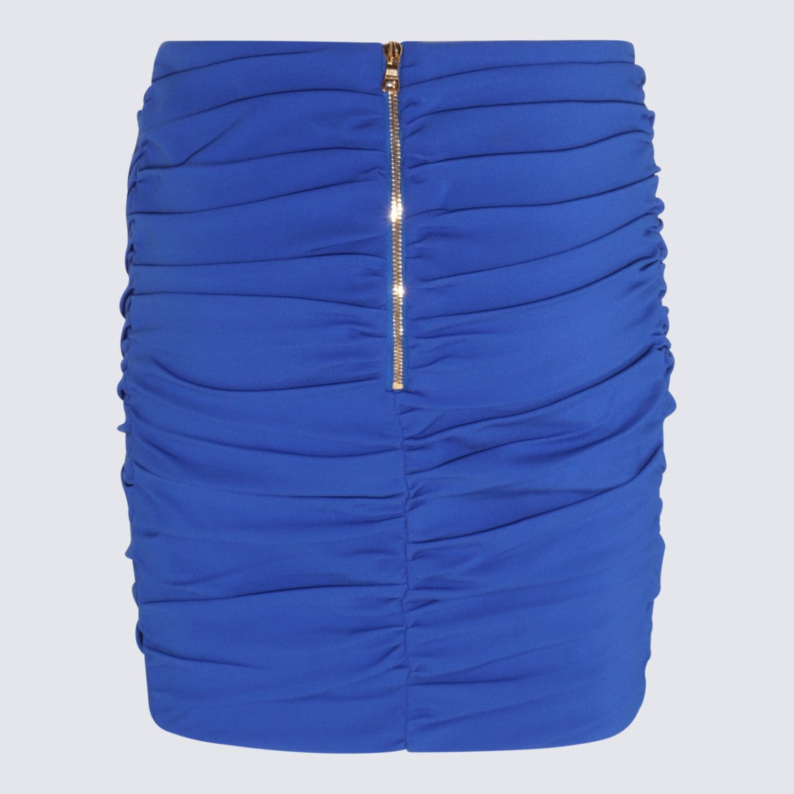 Balmain Asymmetrical Ruched Mini Skirt With Gold Zipper Detail