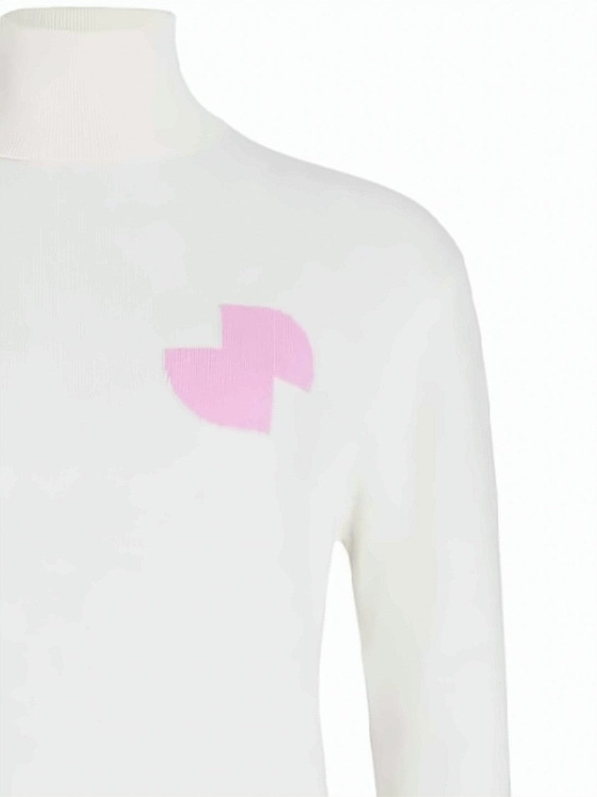 Patou Turtleneck Sweater With Abstract Pattern And Ribbed Cuffs