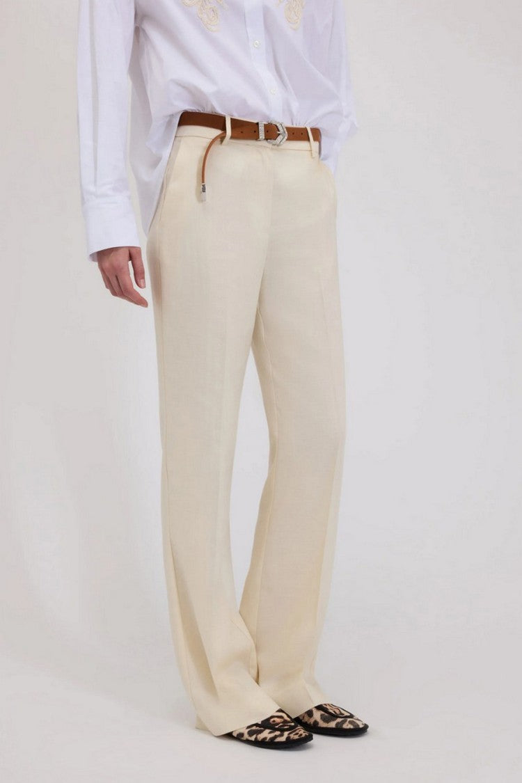 Ermanno Beige Cotton-Blend Straight-Leg Pants