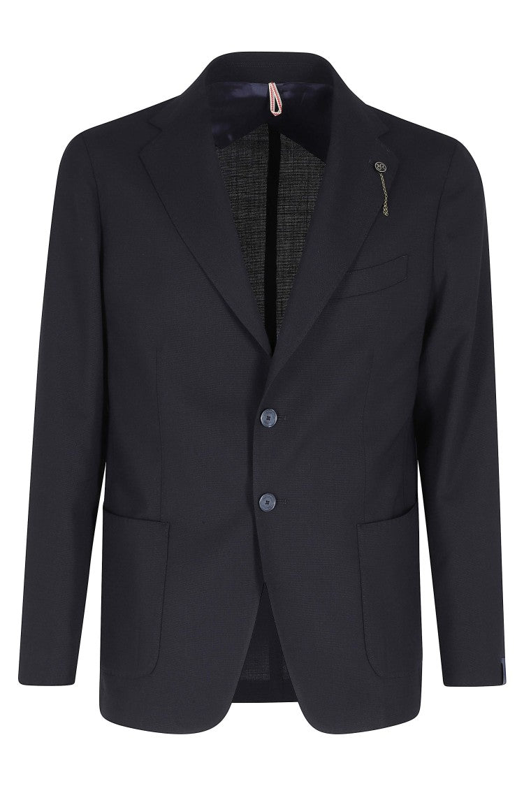 Santaniello Blue Opsak Wool-Blend Single-Breasted Blazer