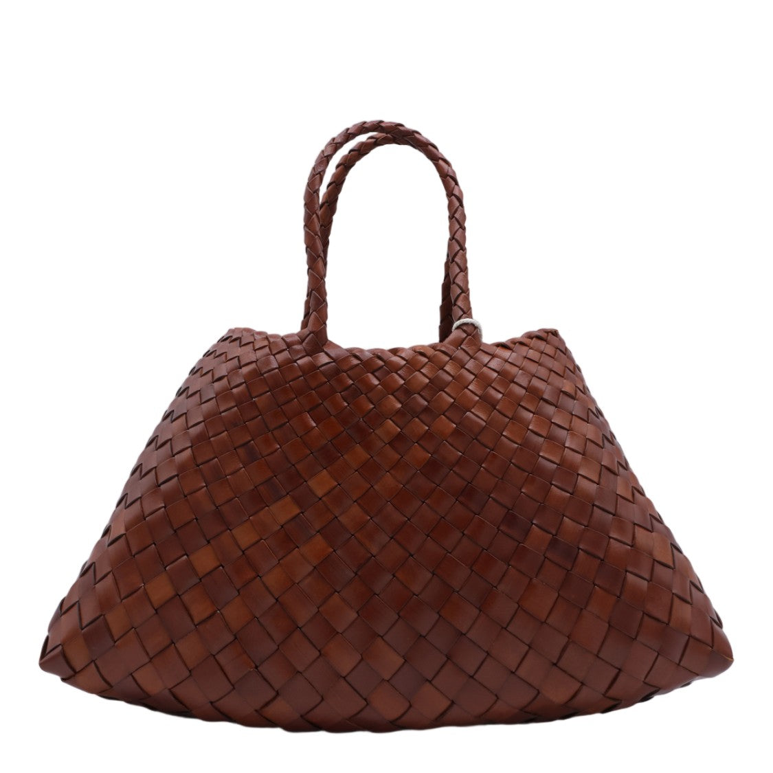 Dragon Diffusion Woven Handbag With Braided Handles And Triangular Silhouette