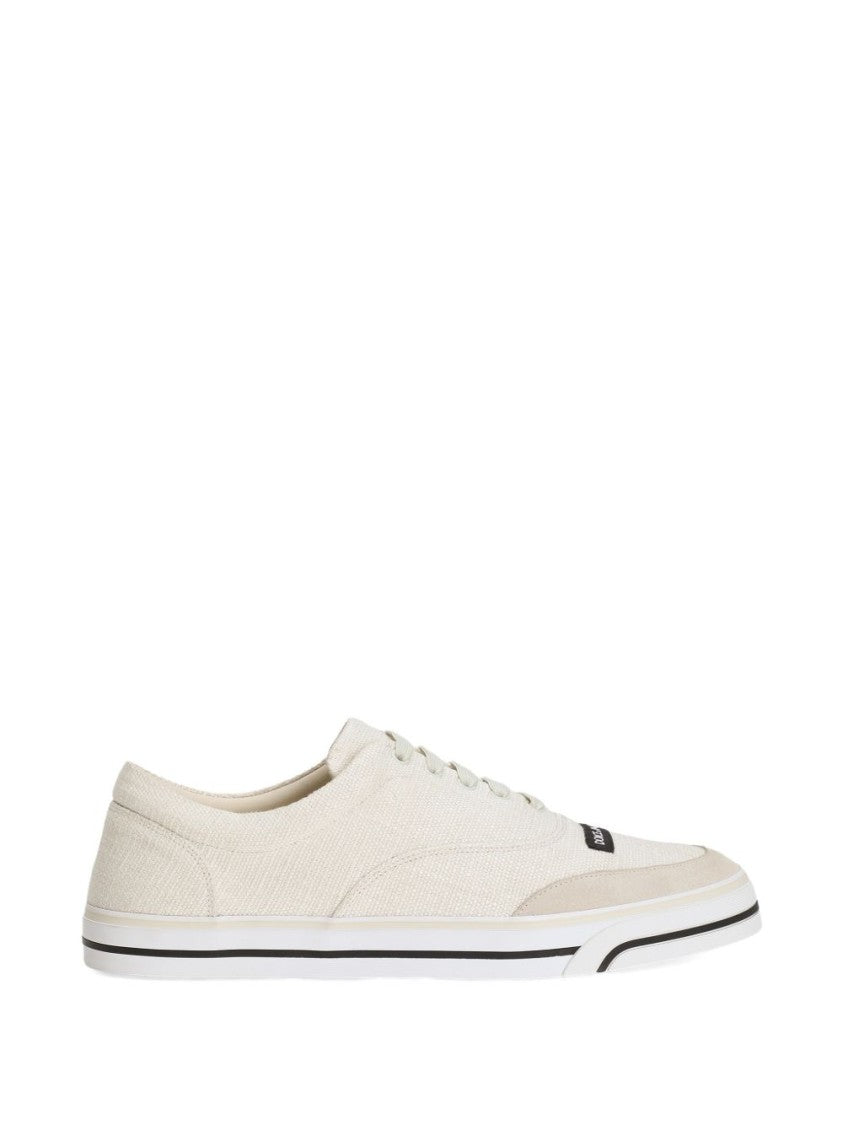 Dolce & Gabbana Beige Washed Linen Sailing Sneakers
