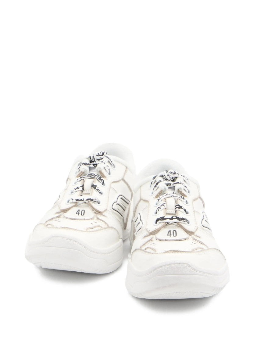 Balenciaga White Hamptons Wornout Distressed Leather Sneakers