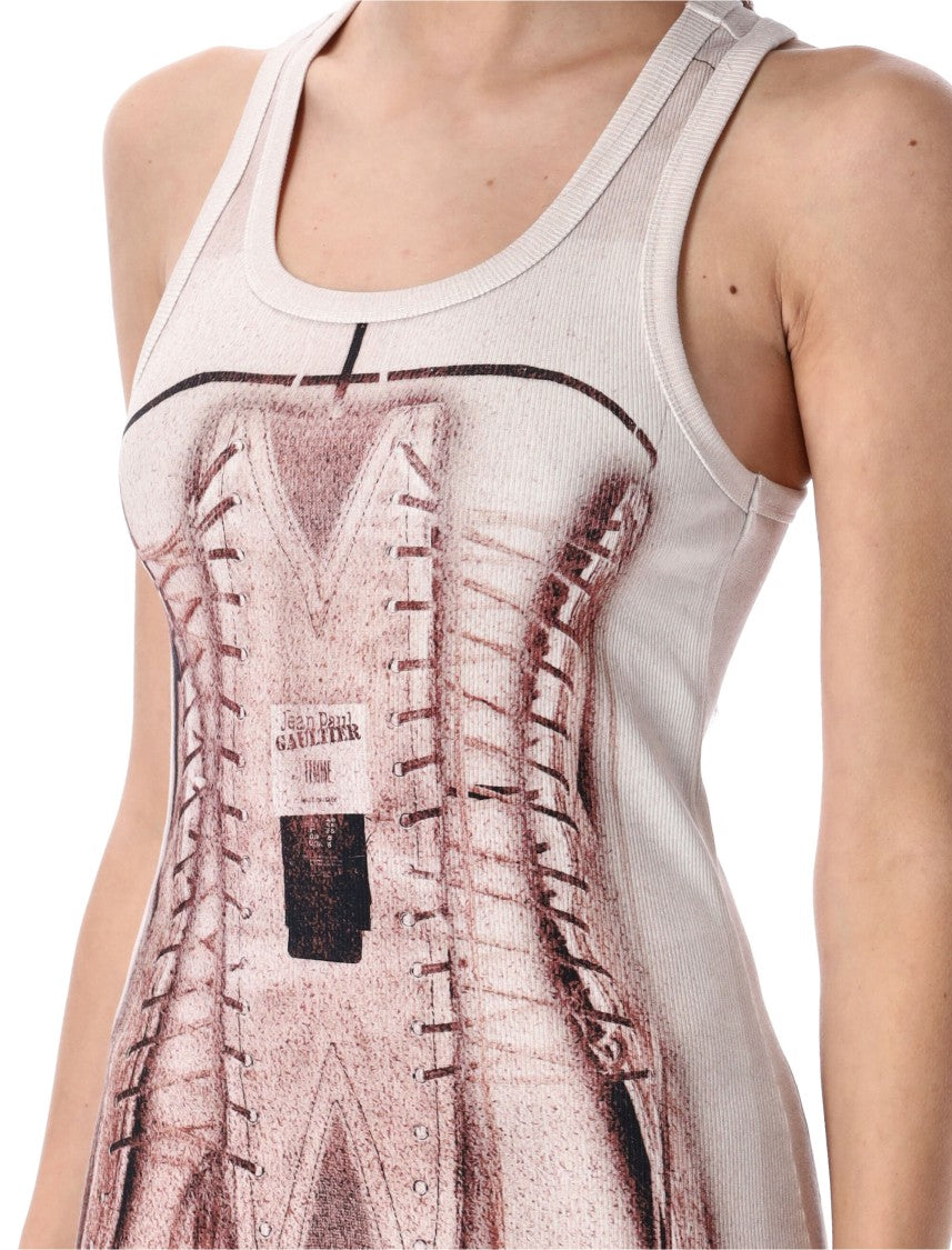 Jean Paul Gaultier Trompe L'oeil Corset Rib Cotton Long Dre