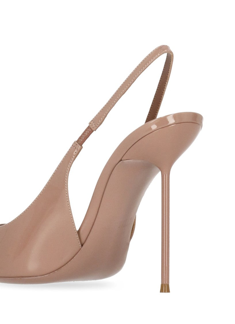 Paris Texas Antique Rose Arrow Toe Patent Leather Slingback Pumps
