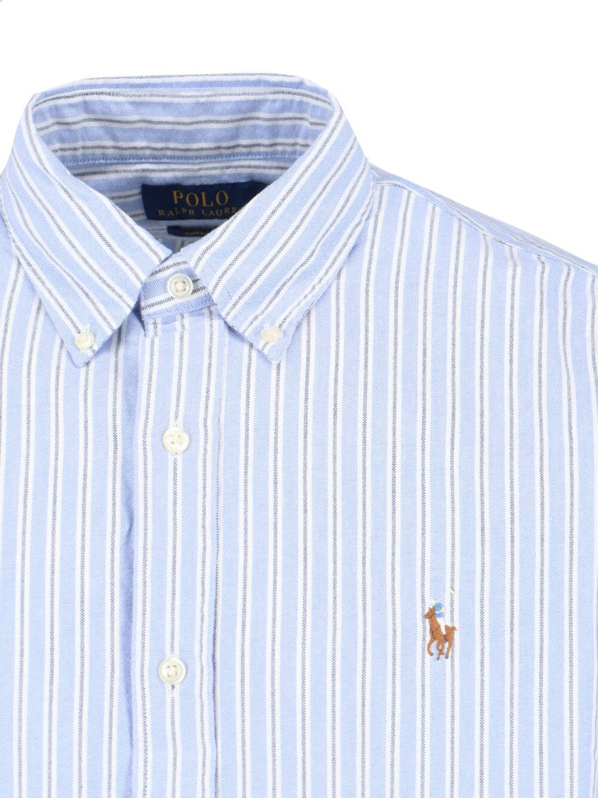 Polo Ralph Lauren Tailored-Fit Blue Button-Down Shirt With Structured Collar