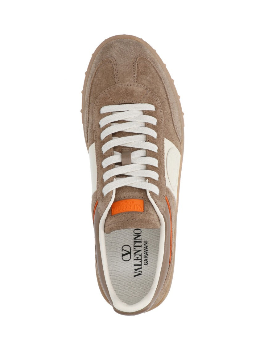Valentino Garavani Brown Calfskin Suede Upvillage Sneakers